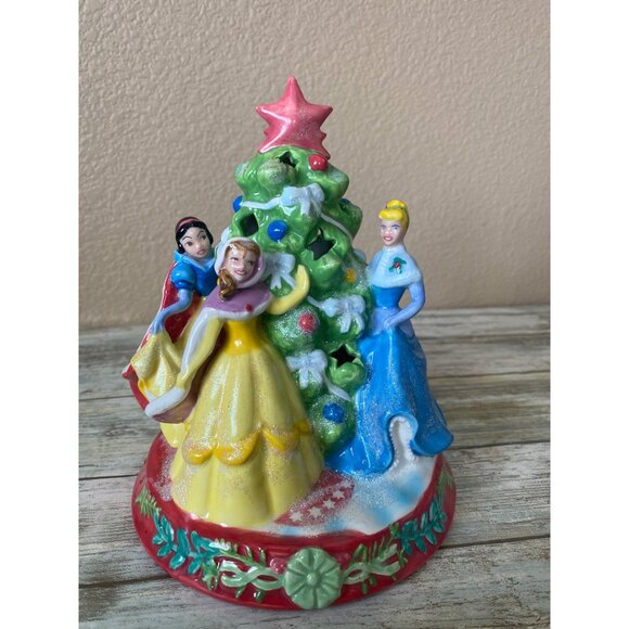 Disney Princess Porcelain Christmas Figurine Belle Cinderella Snow White LightUp - Picture 1 of 12